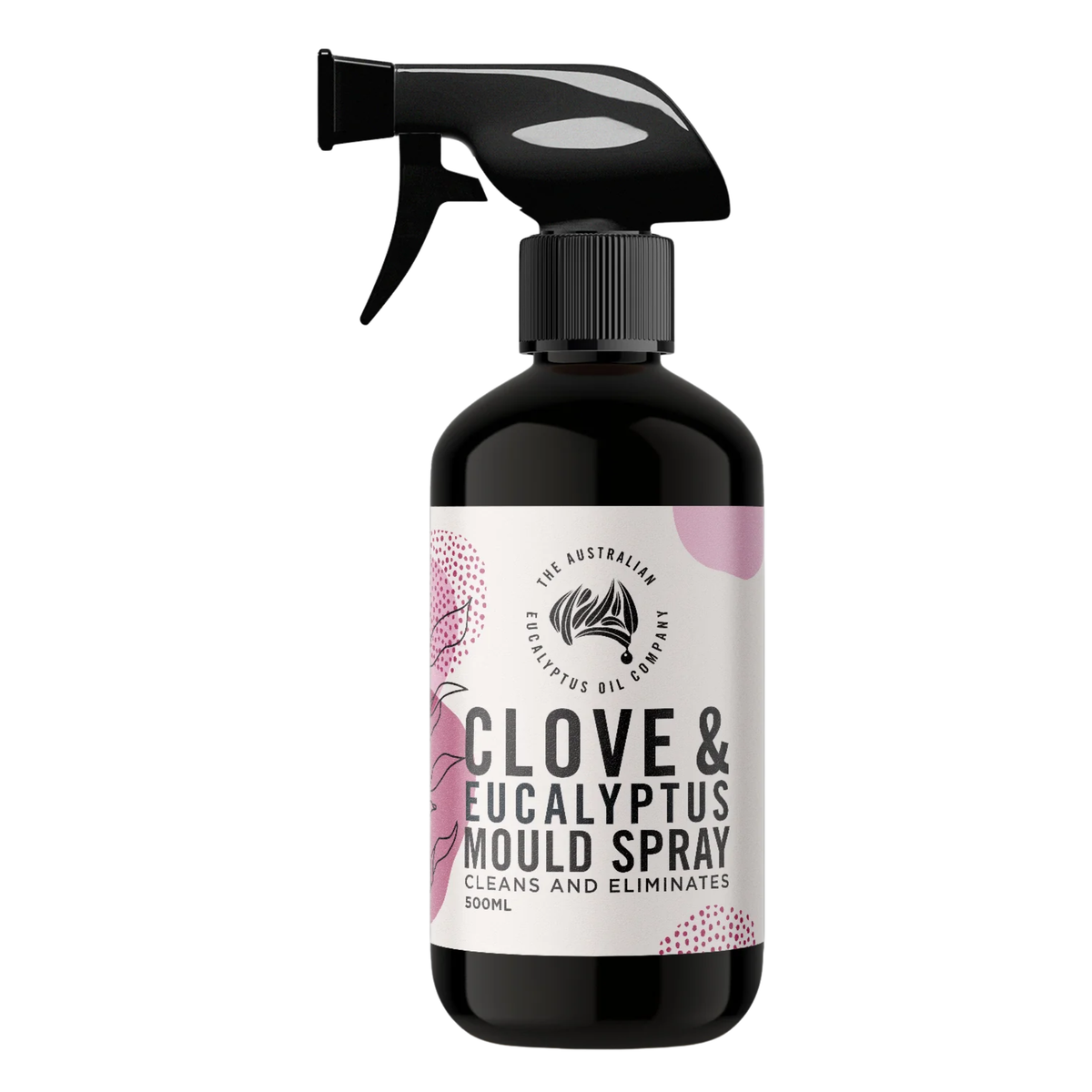 Clove & Eucalyptus Mould Spray 500ml black trigger spray bottle, clean packshot